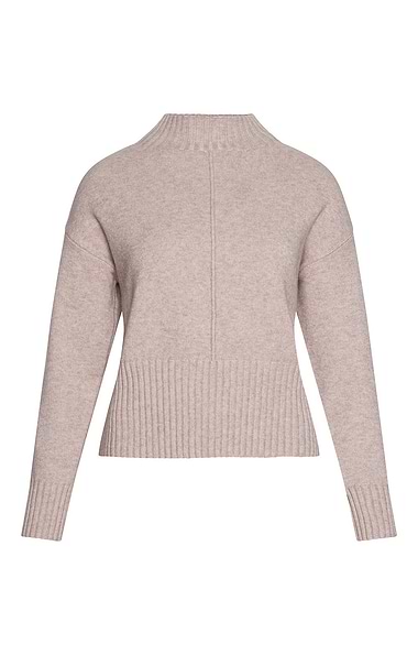 Ladies Deep Rib Edge Funnel Neck Jumper