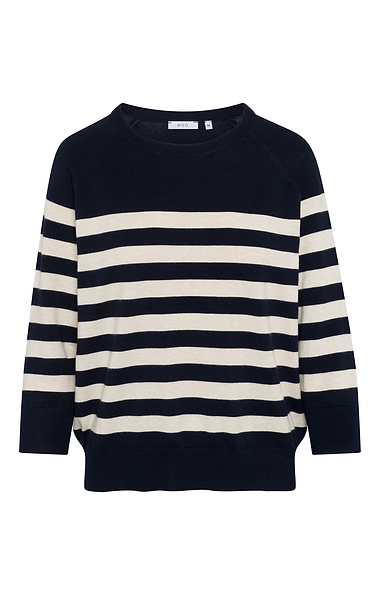 Ladies Knit Stripe Crew Neck Jumper