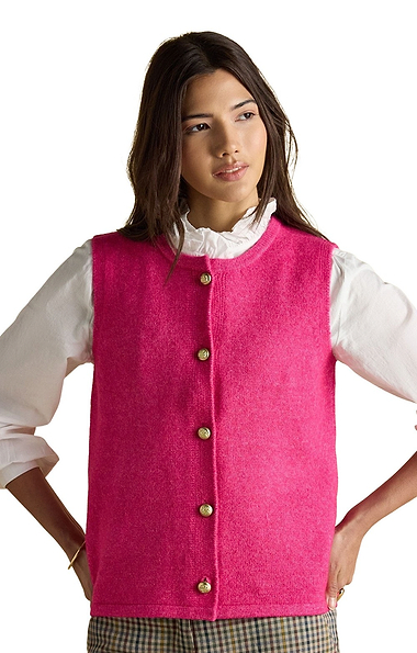 Ladies Joules Holly Button Through Knitted Slipover