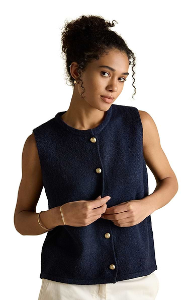Ladies Joules Holly Button Through Knitted Slipover