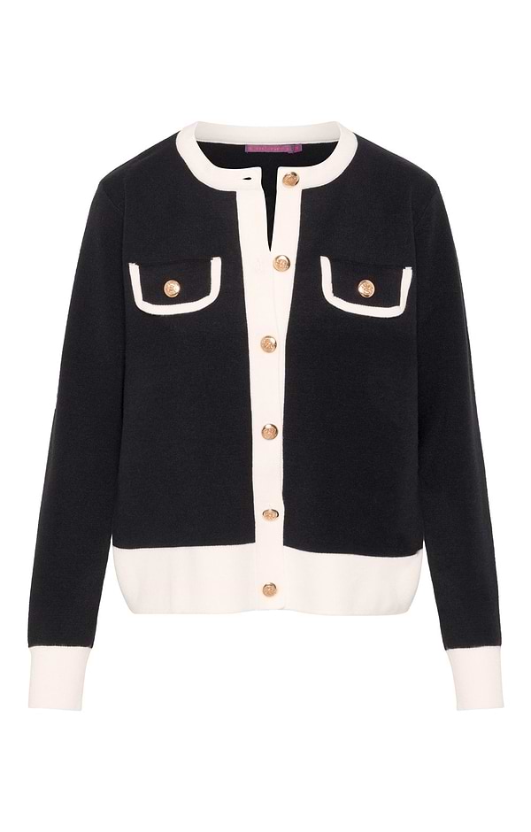 Ladies Contrast Trim Knit Cardigan