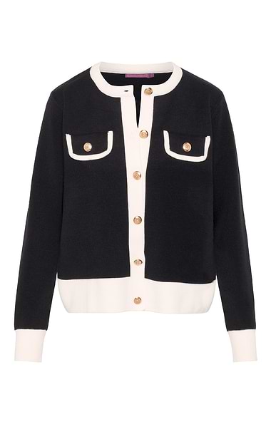 Ladies Contrast Trim Knit Cardigan