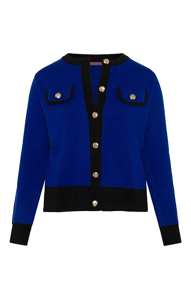 Ladies Contrast Trim Knit Cardigan