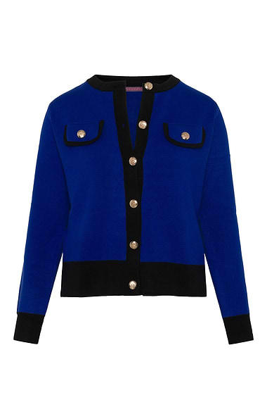 Ladies Contrast Trim Knit Cardigan