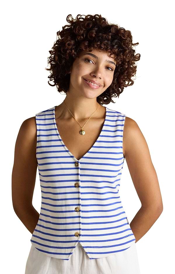 Ladies Joules Premium Ribbed Cotton Waistcoat