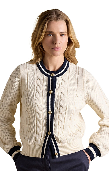 Ladies Joules Andie Cable Crew Neck Cardigan