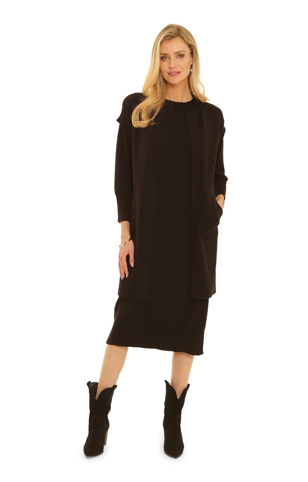 Ladies Sleeveless Knit Cardigan, Black - House of Bruar Ladies Sleeveless Knit Cardigan, Black - House of Bruar