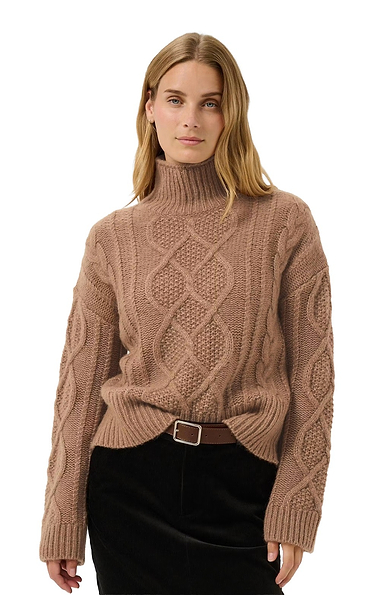 Ladies Part Two Channa Alpaca Cable Funnel Neck Sweater