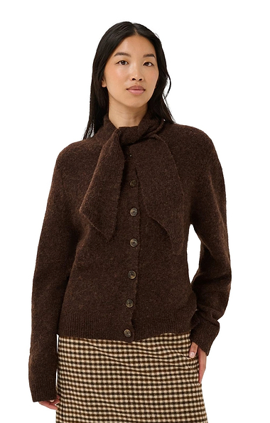 Ladies Part Two Chanie Alpaca Tie Neck Cardigan