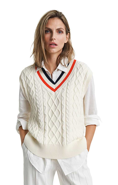 Ladies Gant Contrast Cable Vest