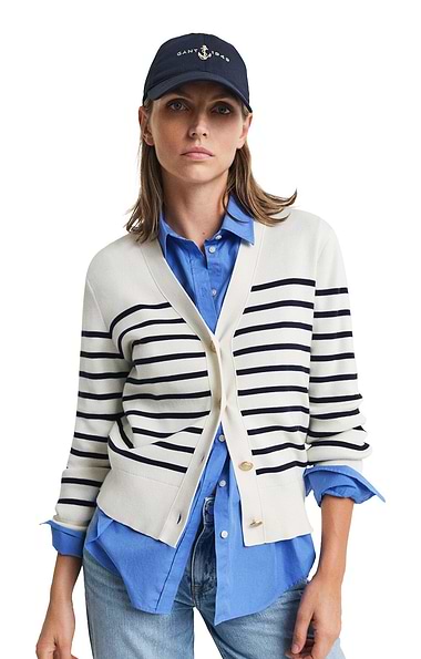 Ladies Gant Striped Cotton Cardigan