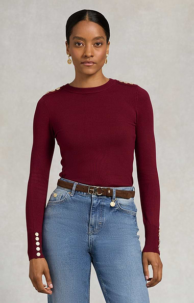 Ladies Holland Cooper Button Knit Crew Neck