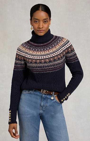 Ladies Holland Cooper Rebecca Roll Neck Fairisle Jumper