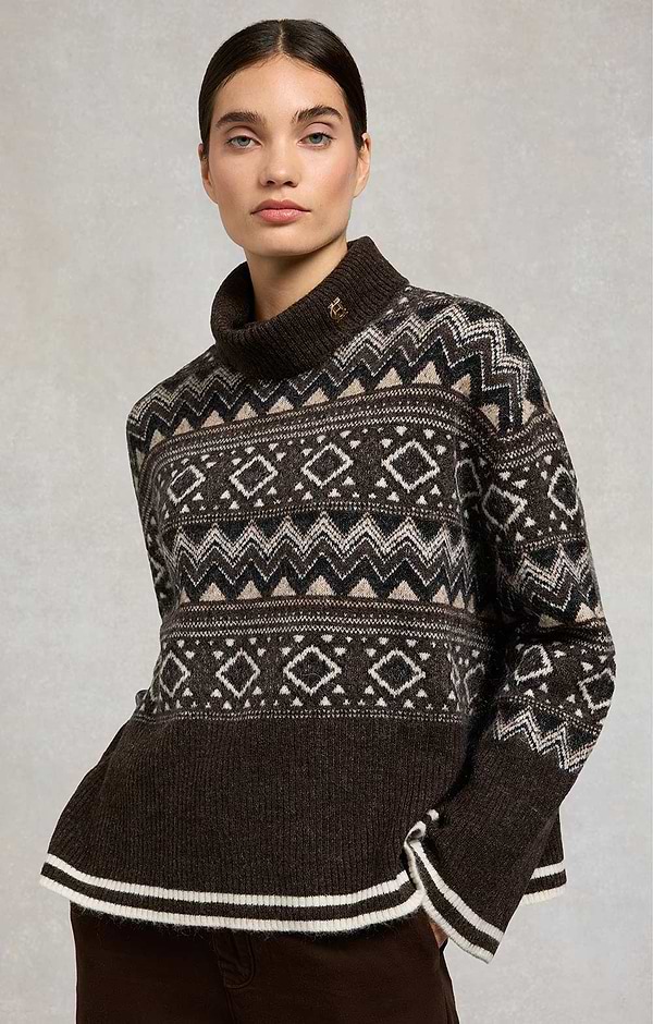 Ladies Holland Cooper Antonia Fairisle Roll Neck Jumper