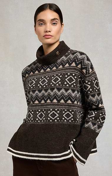 Ladies Holland Cooper Antonia Fairisle Roll Neck Jumper