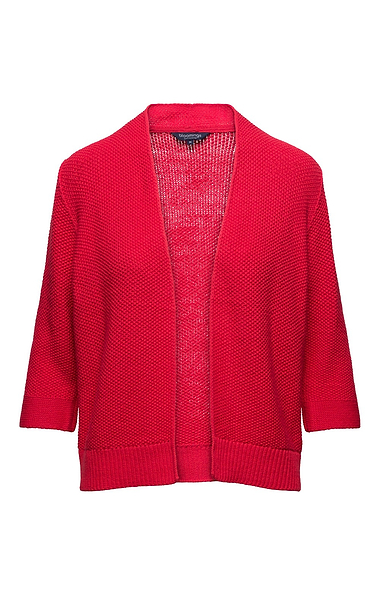 Ladies Edge to Edge Cropped Sleeve Knit Cardigan