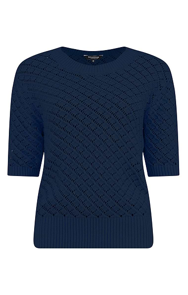 Ladies Pointelle Knit Short Sleeved Crew Top