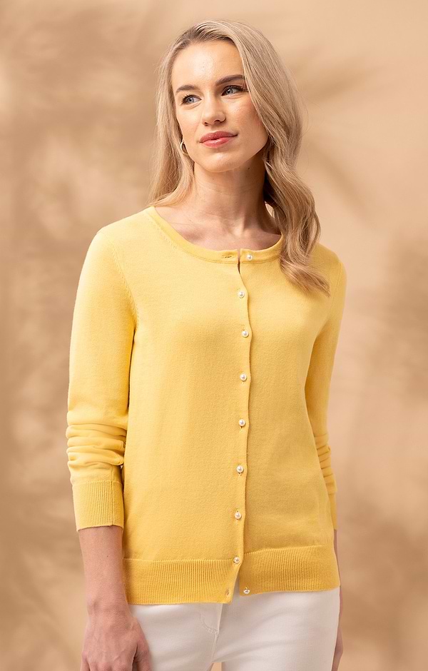 Ladies Pearl Button Cotton Cardigan