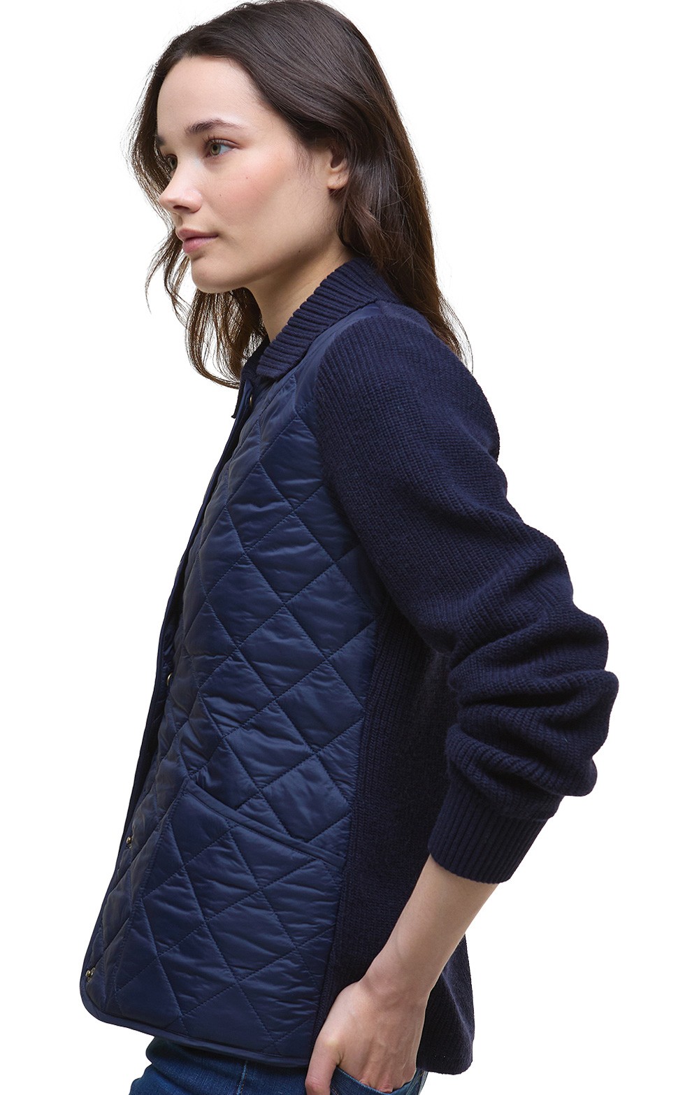 Minibee Women's Jacquard Button-Down Cardigan - Long Sleeve Blouse/Jacket In Navy Blue, Size M