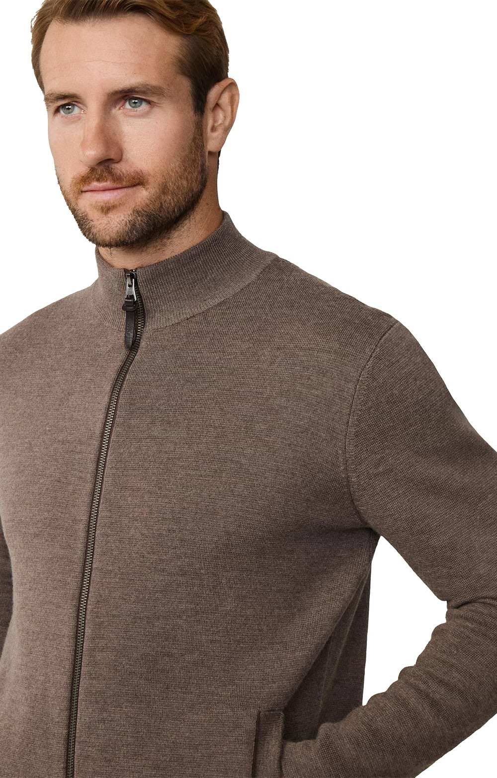 Men's Hackett London Milano Full-Zip Cardigan, Green - House of Bruar