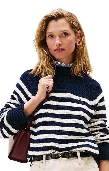 Ladies Tommy Hilfiger Cotton Mock-Neck Sweater