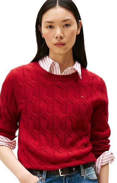 Ladies Tommy Hilfiger Wool Cable Knit Crew Neck Sweater