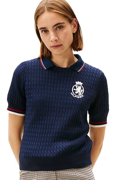 Ladies Tommy Hilfiger Cable Short Sleeved Jumper