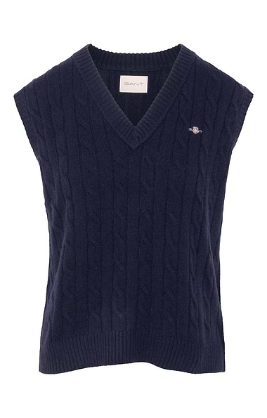 Ladies Gant Lambswool Cable Knit V Neck Tank