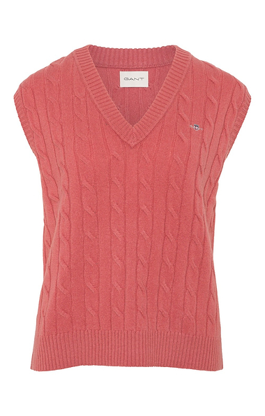 Ladies Gant Lambswool Cable Knit V Neck Tank
