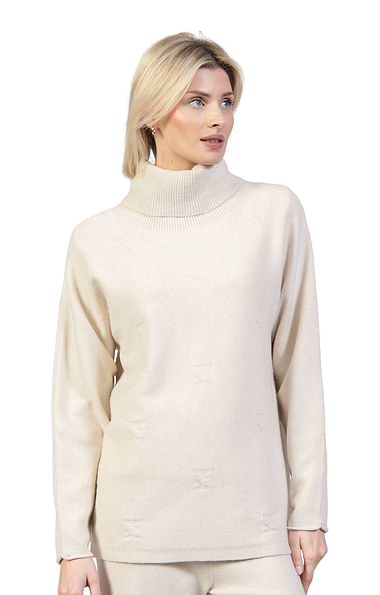Ladies Diamond Pattern Turtle Neck Sweater