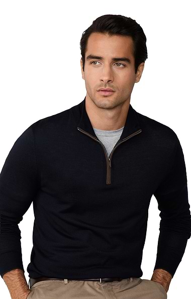 Men's Hackett London Merino Silk Half-Zip Pullover