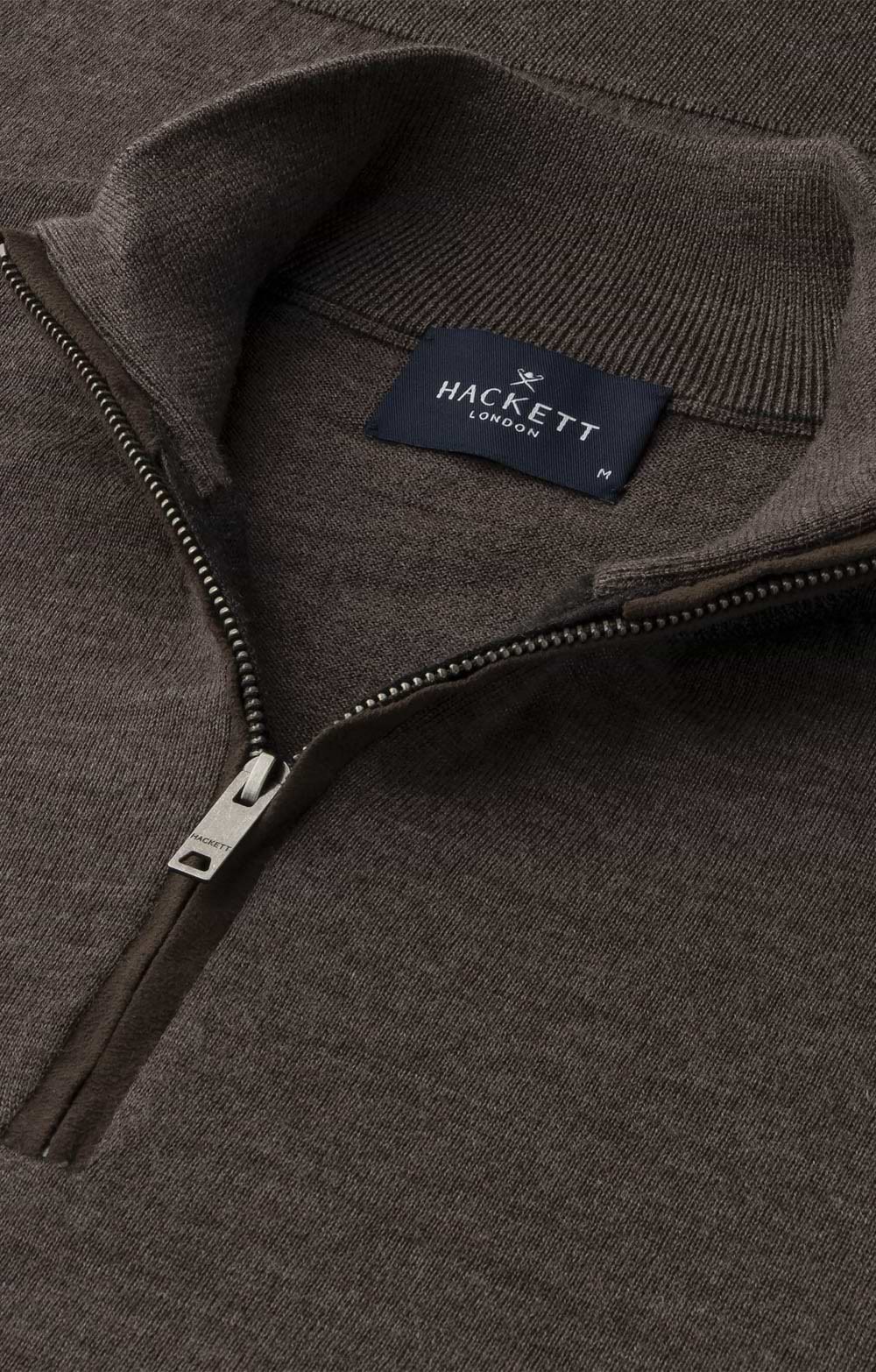 Men's Hackett London Merino Silk Half-Zip Pullover, Brown - House