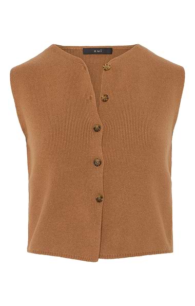 Ladies Oui Wool Rich Button Knit Tank Top