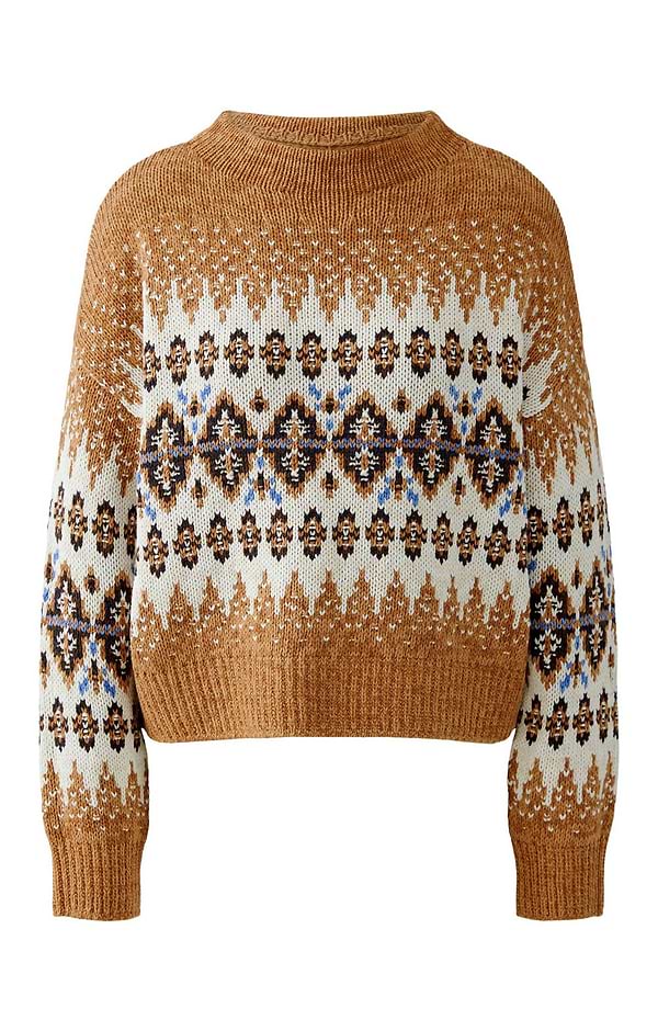 Ladies Oui Cotton Rich Fairisle Knit Jumper