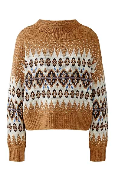 Ladies Oui Cotton Rich Fairisle Knit Jumper