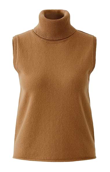 Ladies Oui Wool Rich Sleeveless Roll Neck Jumper