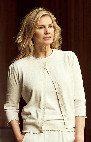 Ladies Scallop Edge Knit Cardigan