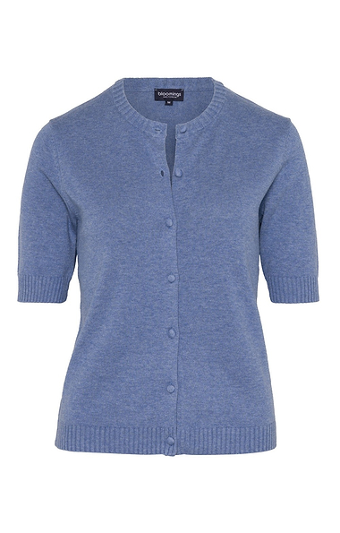Ladies Cotton Short Sleeve Crew Neck Cardigan