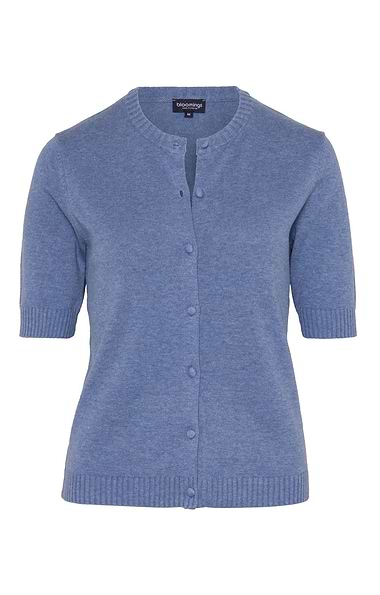 Ladies Cotton Short Sleeve Crew Neck Cardigan