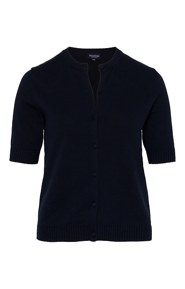 Ladies Cotton Short Sleeve Crew Neck Cardigan