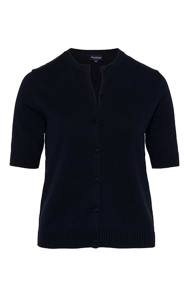 Ladies Cotton Short Sleeve Crew Neck Cardigan