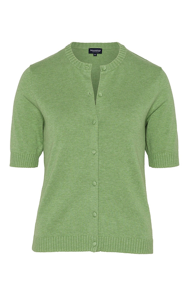 Ladies Cotton Short Sleeve Crew Neck Cardigan