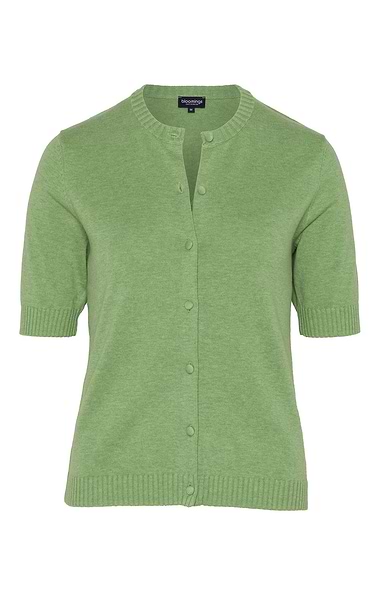 Ladies Cotton Short Sleeve Crew Neck Cardigan