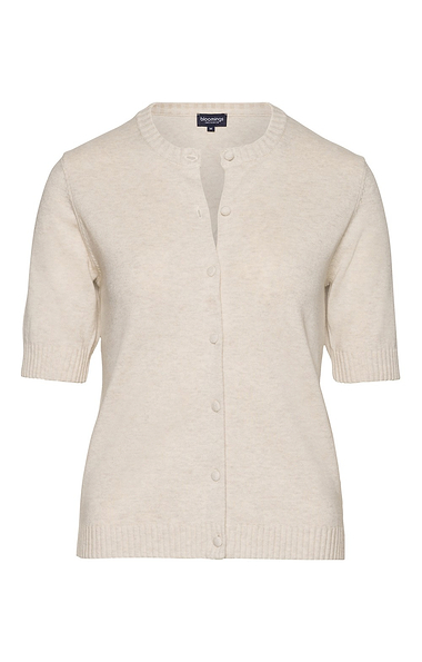 Ladies Cotton Short Sleeve Crew Neck Cardigan