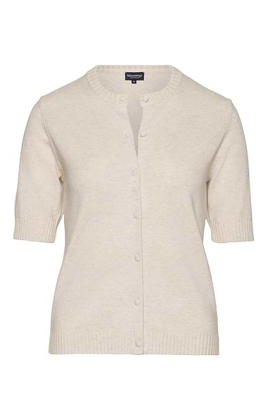Ladies Cotton Short Sleeve Crew Neck Cardigan