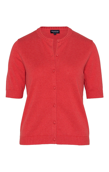 Ladies Cotton Short Sleeve Crew Neck Cardigan