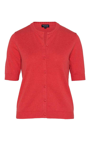 Ladies Cotton Short Sleeve Crew Neck Cardigan