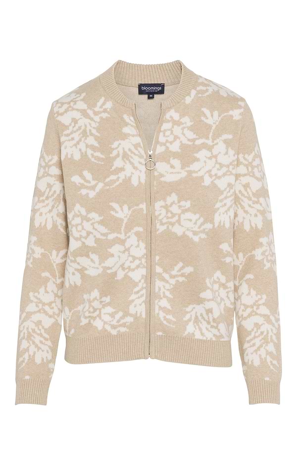 Ladies Cotton Floral Jacquard Bomber Jacket