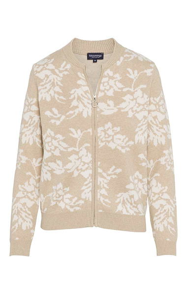 Ladies Cotton Floral Jacquard Bomber Jacket