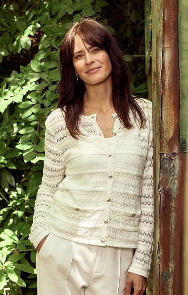 Ladies Open-Knit Cotton Lace Cardigan